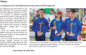 Championnat des Côtes d'Armor Jeunes à Trégueux le 14 Mai 2023
