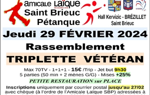 Concours Triplette Vétéran à Brézillet du 29 Février 2024