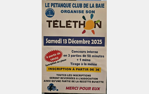 Concours de Pétanque au profit du Téléthon