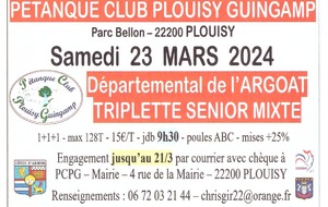 Départemental de l'Argoat - Triplette Senior Mixte à Plouisy