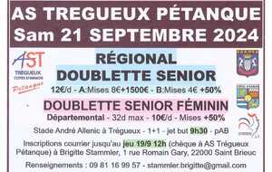 Régional &quot; Doublette Sénior &quot; et Départemental &quot; Doublette Sénior Féminin &quot; à Trégueux