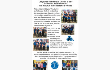 Résultats des Championnats Départementaux Jeunes à Yffiniac le 8 mai 2026