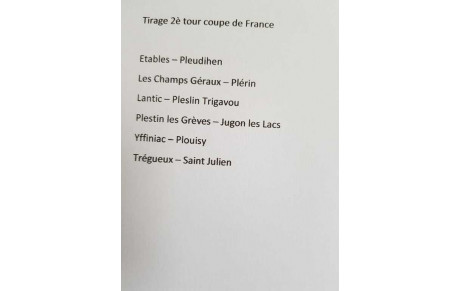 Tirage 2ème Tour de Coupe de France