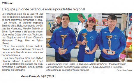 Championnat des Côtes d'Armor Jeunes à Trégueux le 14 Mai 2023