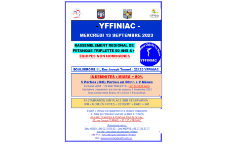 Liste des Equipes inscrites à Yffiniac au concours du 13 septembre 2023