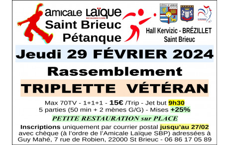 Concours Triplette Vétéran à Brézillet du 29 Février 2024