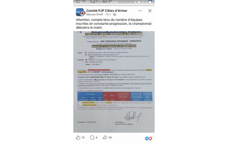 Liste des équipes inscrites au championnat 22 triplettes promotion à TREGUEUX les 21 et 22 mars 2026
